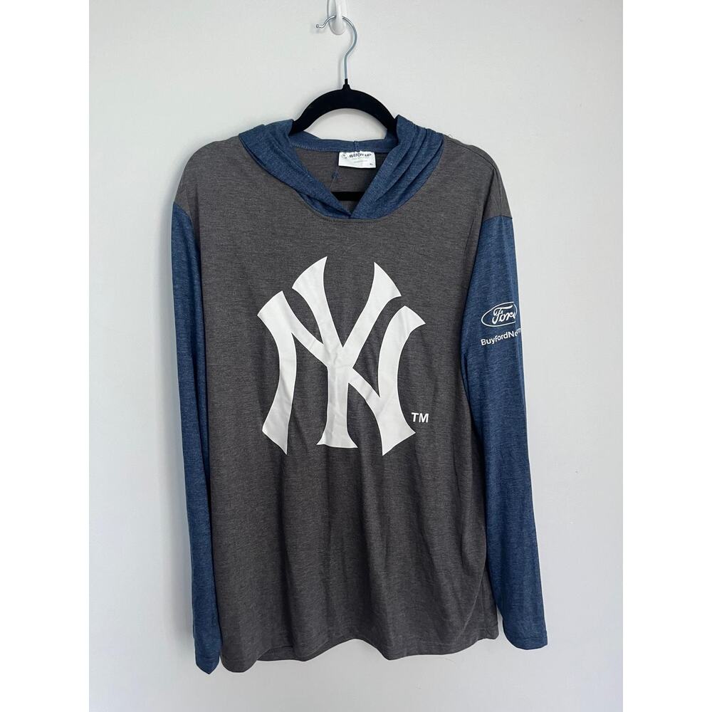 Match-Up Colorblock Hoodie Shirt Men XL Gray Blue Pullover Casual Hooded‎ Tee